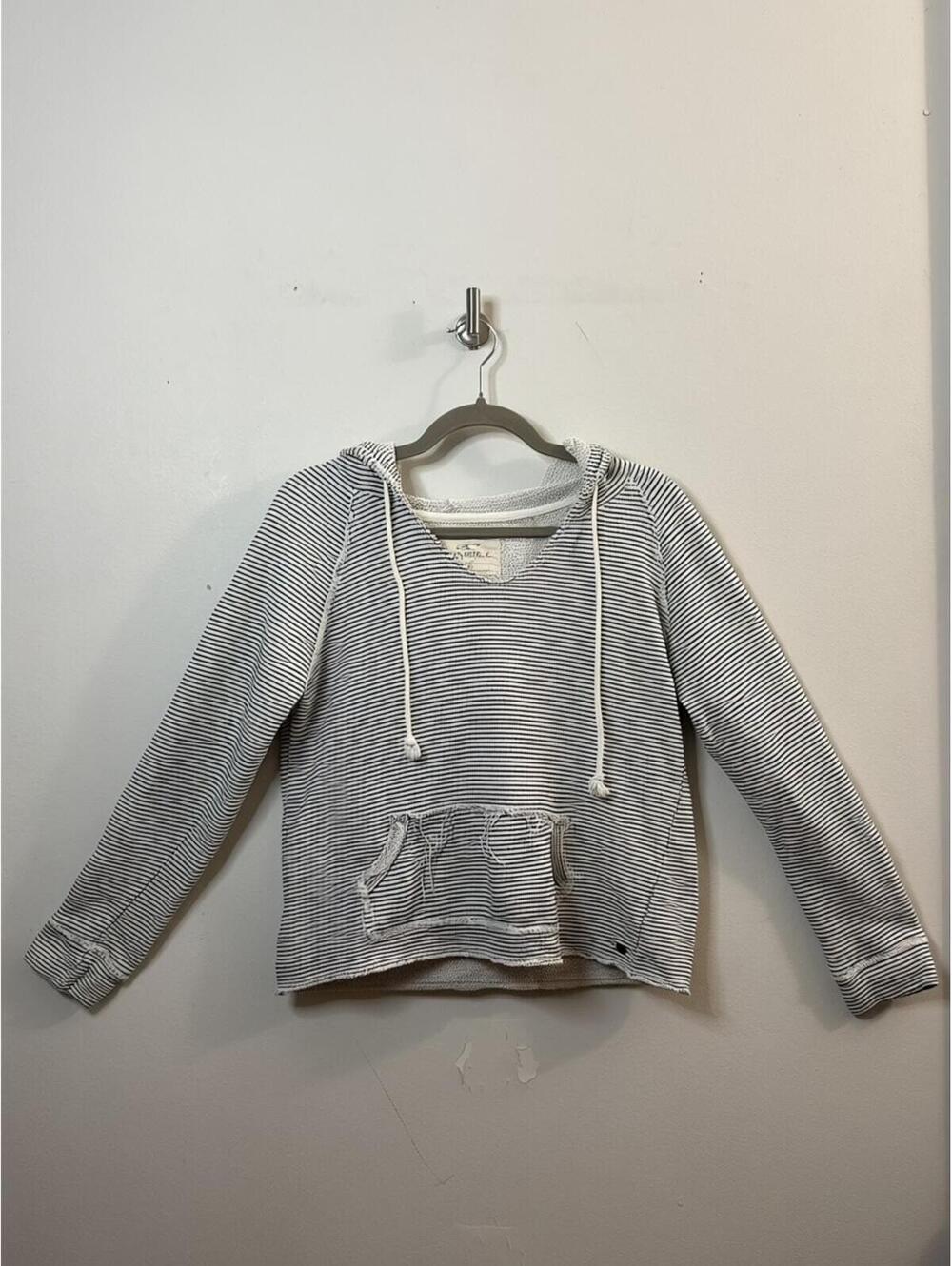 O’Neil Womens Medium NWOT Navy White Striped Pullover Hoodie 100% Cotton